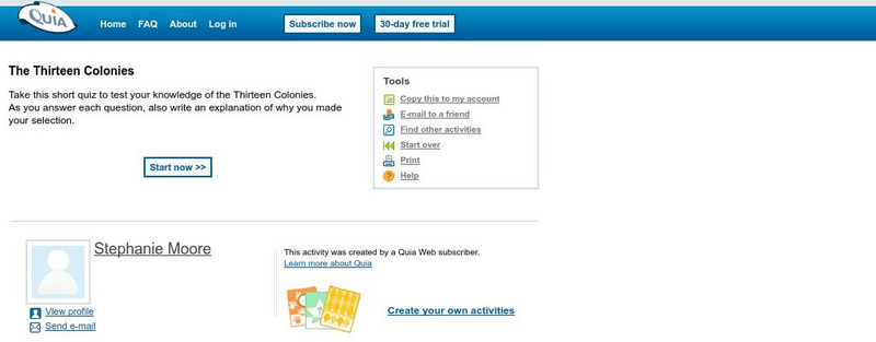 Quia: The Thirteen Colonies Quiz Unknown Type Quia: The Thirteen Colonies Quiz Unknown Type
