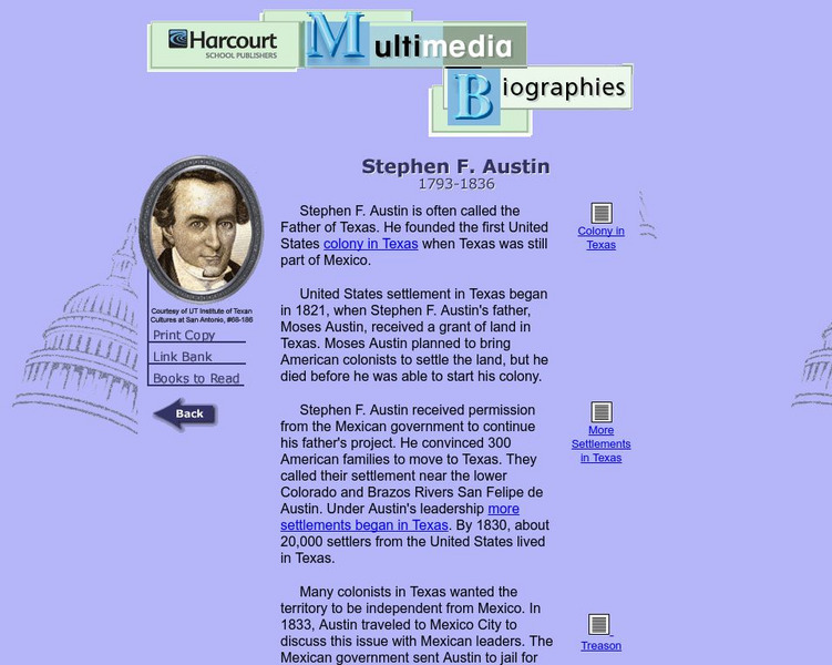 Harcourt: Biographies: Stephen F. Austin 1793 1836 Website Harcourt: Biographies: Stephen F. Austin 1793 1836 Website