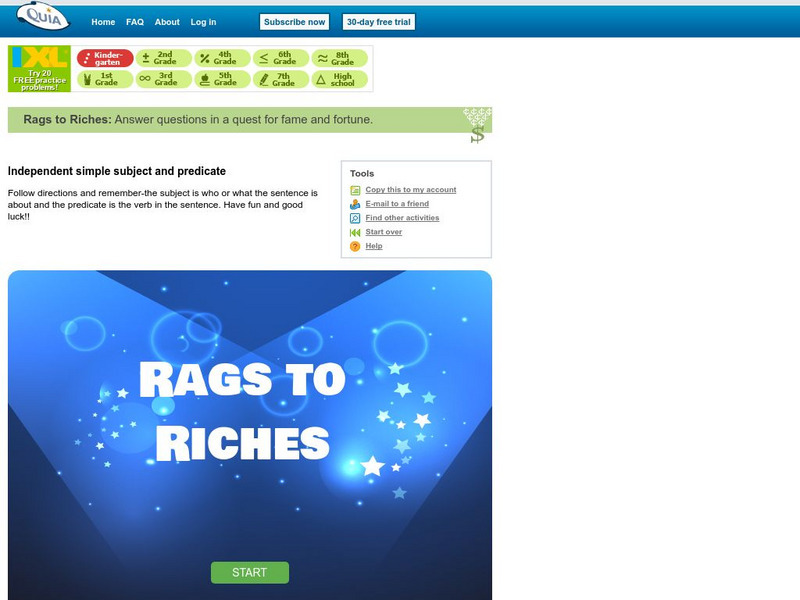 Quia: Simple Subjects & Predicates Rags to Riches Game Interactive Quia: Simple Subjects & Predicates Rags to Riches Game Interactive