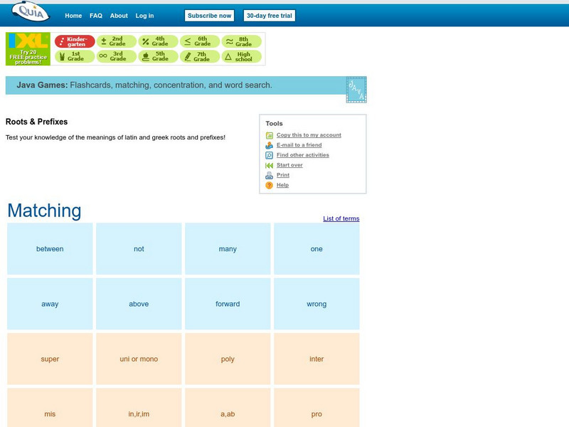 Quia: Prefixes (Matching Game) Interactive Quia: Prefixes (Matching Game) Interactive