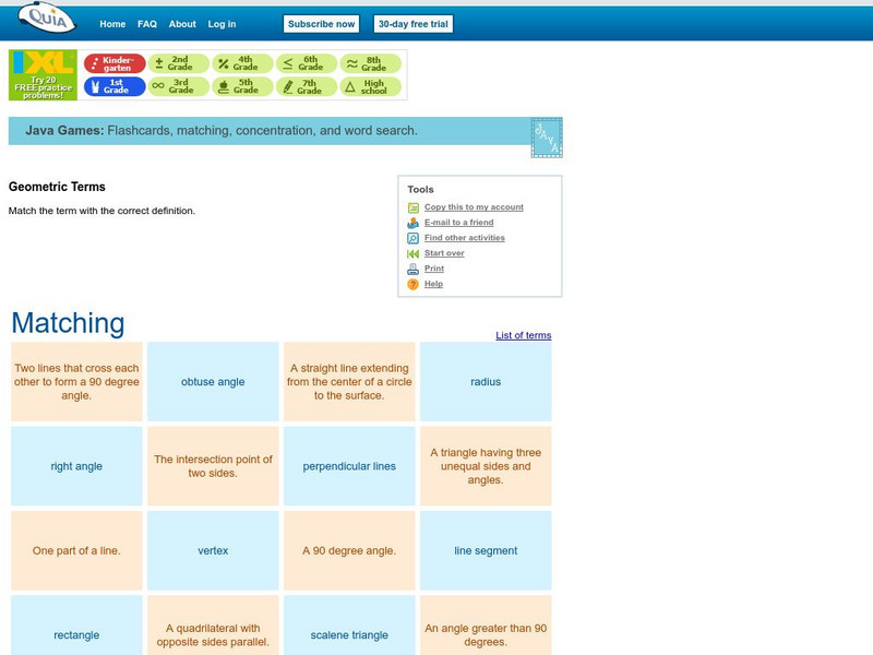 Quia: Geometric Terms Matching Interactive Quia: Geometric Terms Matching Interactive