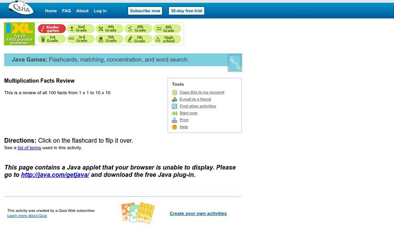 Quia: Multiplication Facts Review 1 10 Interactive Quia: Multiplication Facts Review 1 10 Interactive