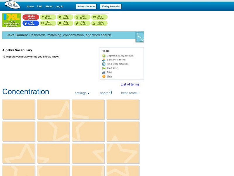 Quia: Algebra Terms Interactive Quia: Algebra Terms Interactive