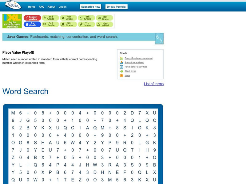Quia: Place Value Playoff! Word Search Interactive Quia: Place Value Playoff! Word Search Interactive