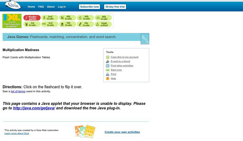 Quia: Multiplication Madness Fives & Sixes Interactive