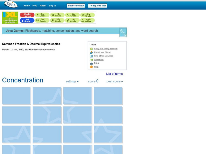 Quia: Fraction & Decimal Equivalencies Interactive Quia: Fraction & Decimal Equivalencies Interactive