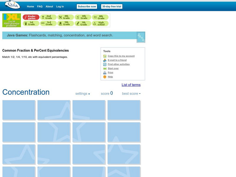 Quia:common Fraction & Equivalent Percents Interactive Quia:common Fraction & Equivalent Percents Interactive