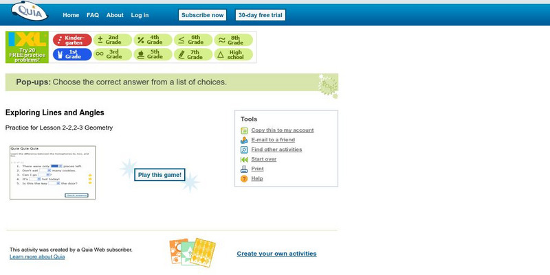 Quia: Exploring Lines and Angles eBook Quia: Exploring Lines and Angles eBook