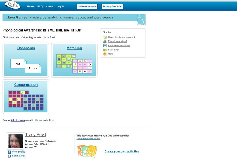 Quia: Rhyme Time Match Up Interactive