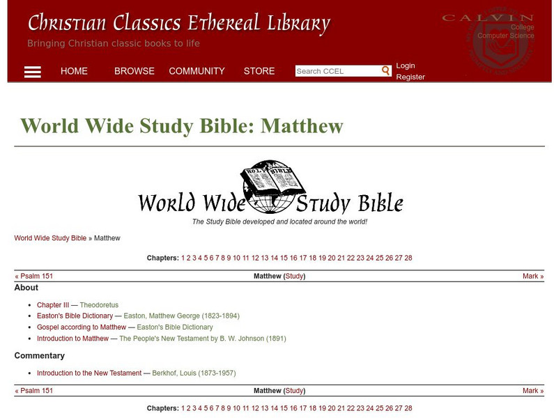 World Wide Study Bible: Matthew Website World Wide Study Bible: Matthew Website
