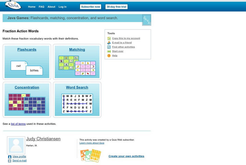 Quia: Fraction Action Words Unknown Type Quia: Fraction Action Words Unknown Type