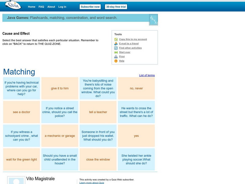 Quia: Cause and Effect Unknown Type Quia: Cause and Effect Unknown Type