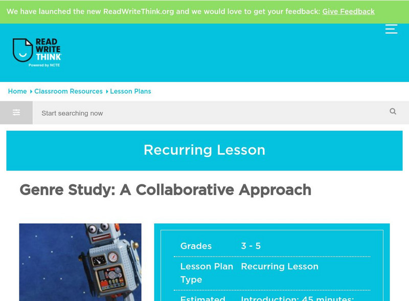 Read Write Think: Genre Study Lesson Plan Lesson Plan Read Write Think: Genre Study Lesson Plan Lesson Plan