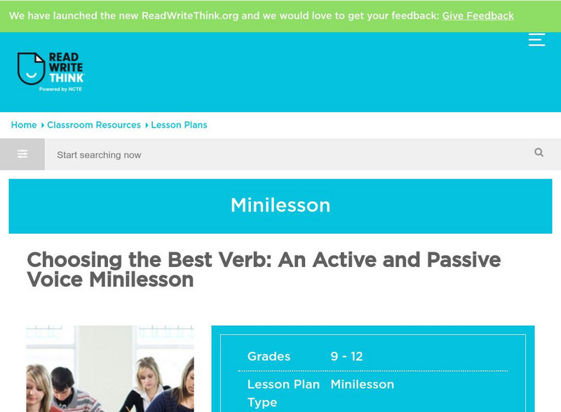 Read Write Think: An Active & Passive Voice Mini Lesson Lesson Plan Read Write Think: An Active & Passive Voice Mini Lesson Lesson Plan