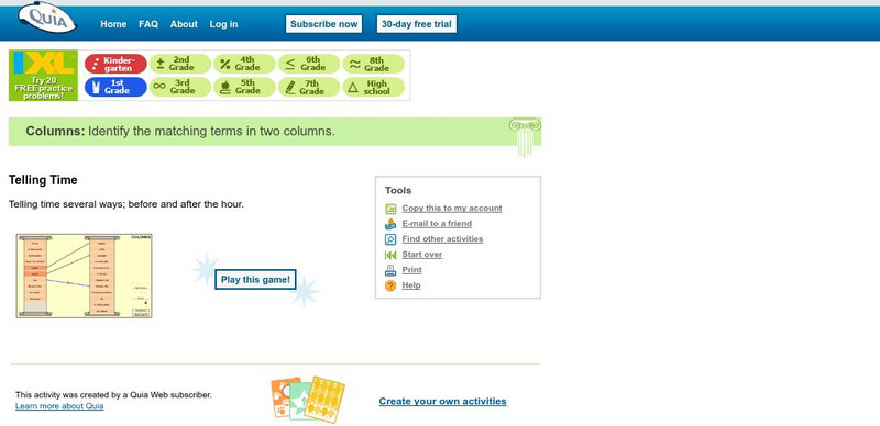 Quia: Telling Time Interactive Quia: Telling Time Interactive