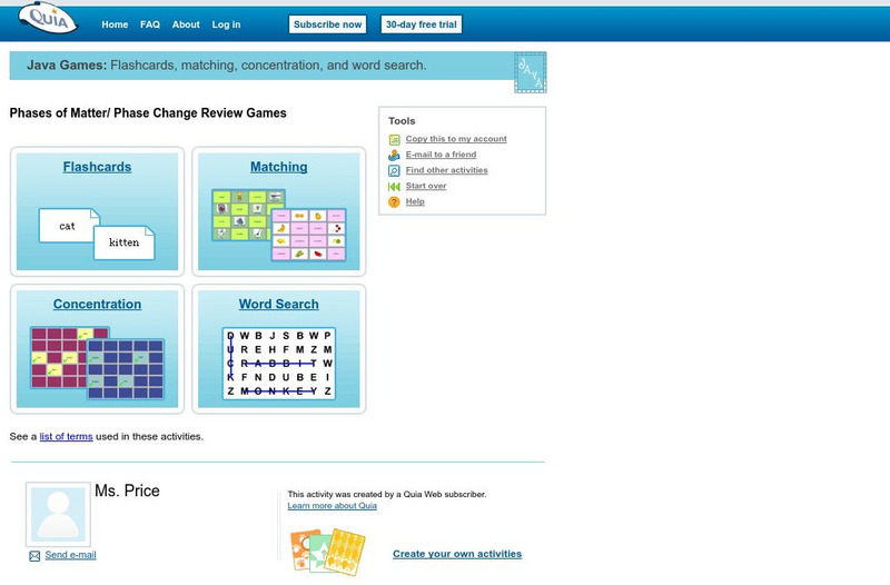 Quia: Phases of Matter Interactive Quia: Phases of Matter Interactive