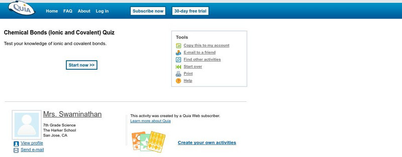 Quia: Chemical Bonds (Ionic and Covalent) Quiz Unknown Type Quia: Chemical Bonds (Ionic and Covalent) Quiz Unknown Type