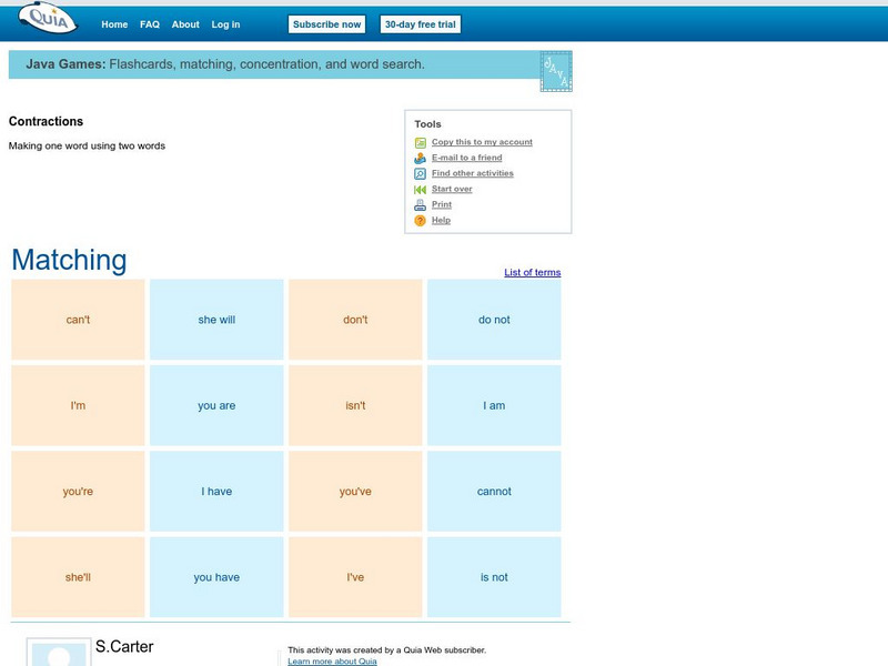 Quia: Contractions Interactive Quia: Contractions Interactive