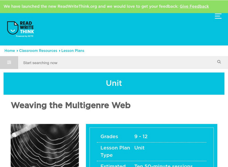 Read Write Think: Weaving the Multigenre Web Lesson Plan Read Write Think: Weaving the Multigenre Web Lesson Plan