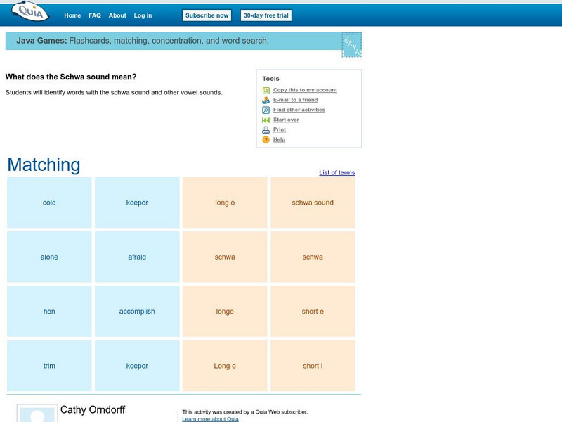 Quia: What Does the Schwa Sound Mean? Matching Unknown Type Quia: What Does the Schwa Sound Mean? Matching Unknown Type