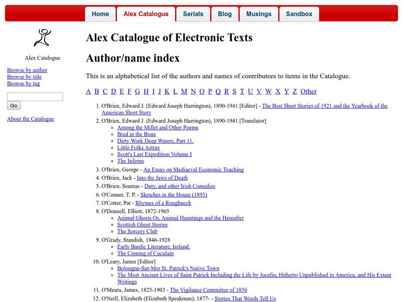 Infomotions: Alex Catalogue of Electronic Texts eBook Infomotions: Alex Catalogue of Electronic Texts eBook