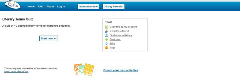 Quia: Literary Terms Quiz eBook Quia: Literary Terms Quiz eBook