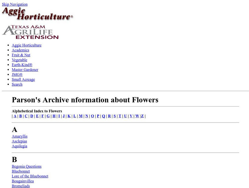 Texas a & M University: Information About Flowers Website Texas a & M University: Information About Flowers Website