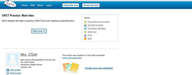 Quia: Crct Practice: Main Idea Unknown Type Quia: Crct Practice: Main Idea Unknown Type