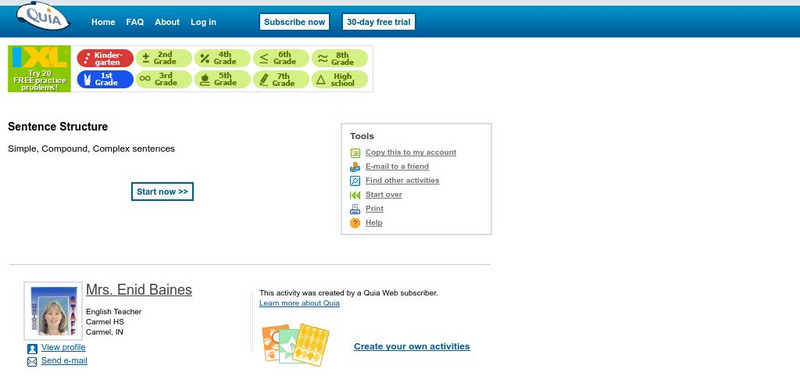 Quia: Sentence Structure Unknown Type Quia: Sentence Structure Unknown Type