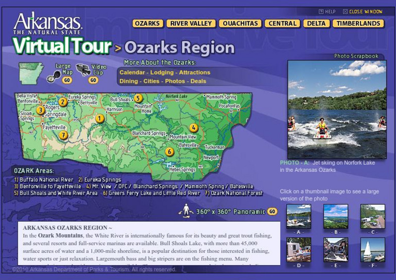 Arkansas Department of Parks and Tourism: Arkansas Virtual Regional Map Website Arkansas Department of Parks and Tourism: Arkansas Virtual Regional Map Website