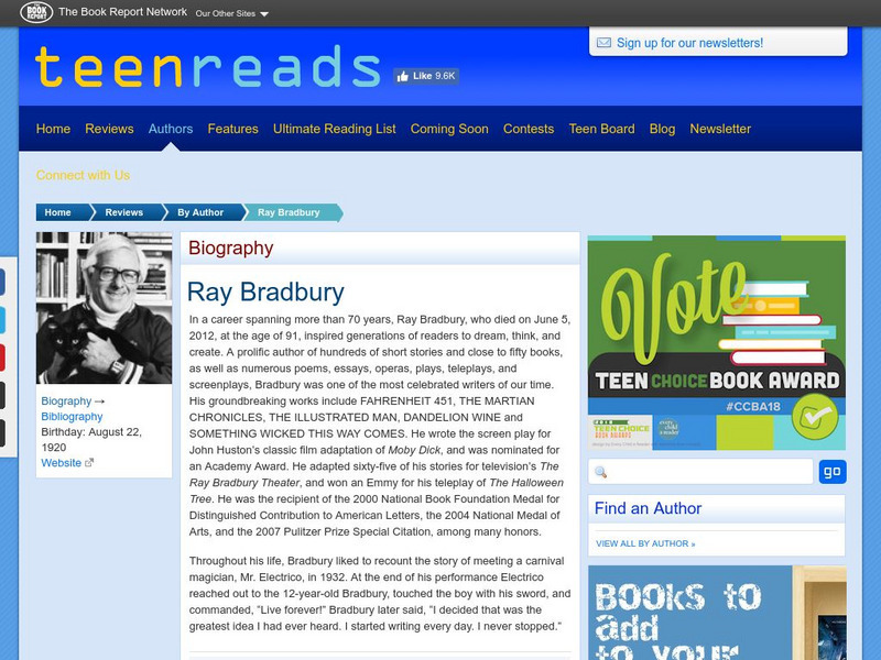 Teenreads.com: Ray Bradbury Website Teenreads.com: Ray Bradbury Website