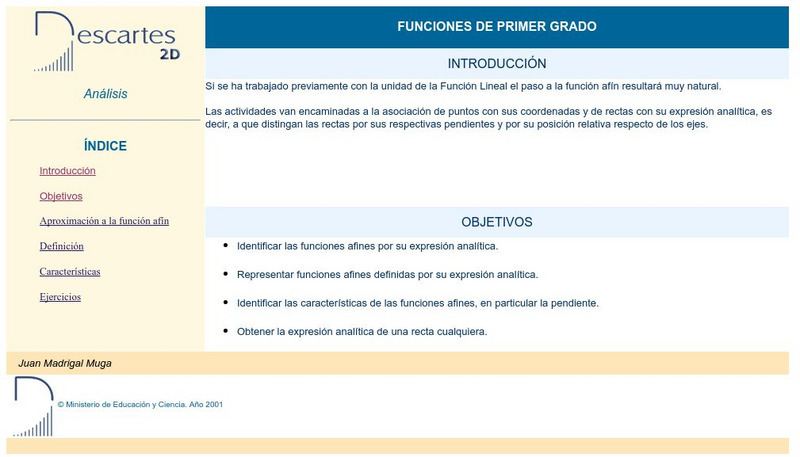 Ministerio De Educacion Y Ciencia: Funciones De Primer Grado Activity Ministerio De Educacion Y Ciencia: Funciones De Primer Grado Activity