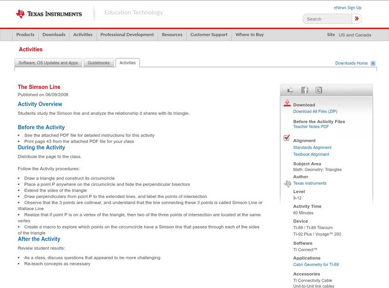 Texas Instruments: The Simson Line Activity Texas Instruments: The Simson Line Activity