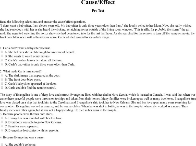 Sam Houston State University: Cause/effect: Pre Test Unknown Type Sam Houston State University: Cause/effect: Pre Test Unknown Type