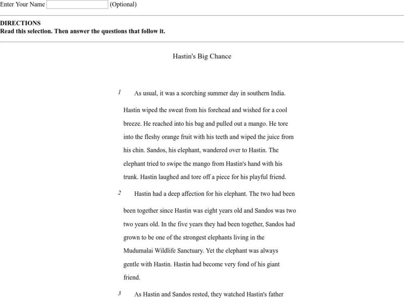 Texas Education Agency: Reading Comprehension Test Unknown Type