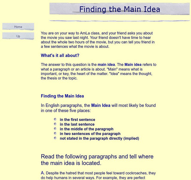 Mt. San Antonio College: Finding the Main Idea Activity Mt. San Antonio College: Finding the Main Idea Activity