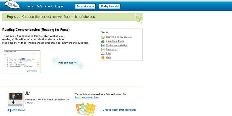 Quia: Reading for Facts Unknown Type Quia: Reading for Facts Unknown Type