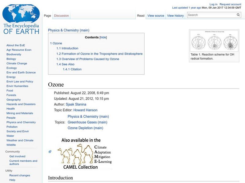 Encyclopedia of Earth: Physics & Chemistry: Ozone Handout Encyclopedia of Earth: Physics & Chemistry: Ozone Handout