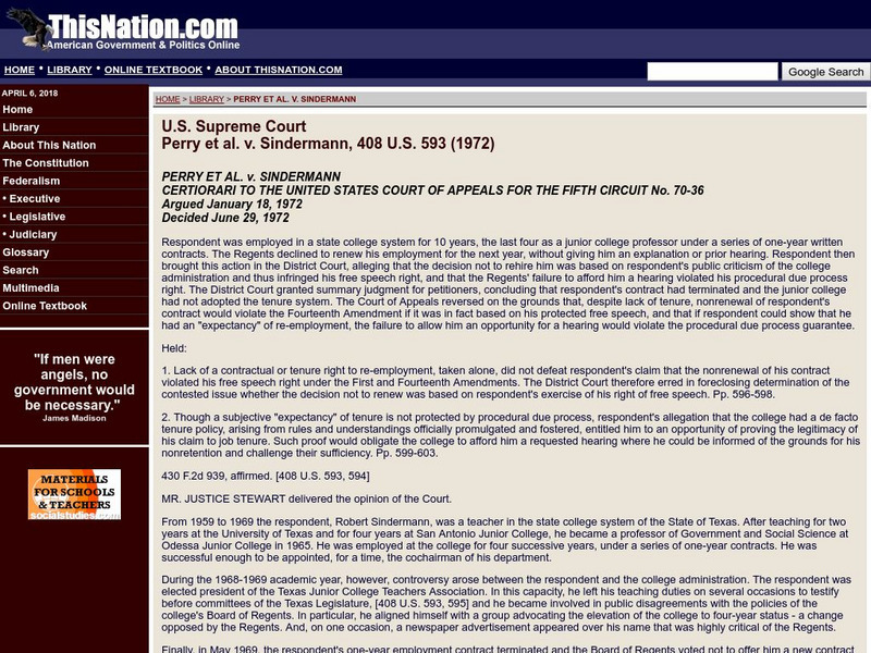 This nation.com: Perry Et Al. V. Sindermann Primary This nation.com: Perry Et Al. V. Sindermann Primary