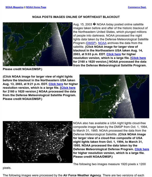 Noaa: Blackout 2003 Images Graphic Noaa: Blackout 2003 Images Graphic
