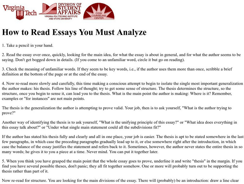 How to Read Essays You Must Analyze Unit Plan How to Read Essays You Must Analyze Unit Plan
