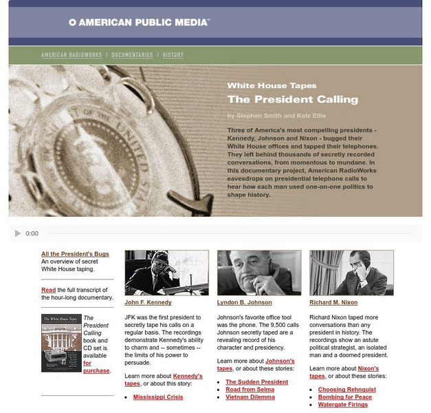 American Radio Works: White House Tapes Website American Radio Works: White House Tapes Website