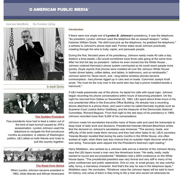 American Radio Works: The President Calling Audio