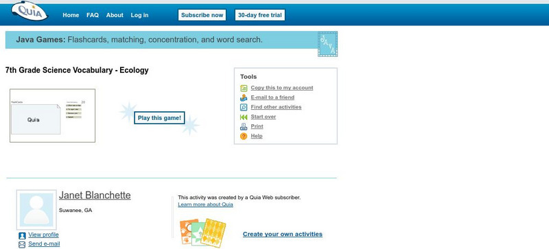 Quia: 7th Grade Science Vocabulary Ecology Flashcards Unknown Type Quia: 7th Grade Science Vocabulary Ecology Flashcards Unknown Type