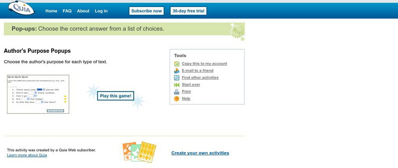 Quia: Author's Purpose Popups Unknown Type Quia: Author's Purpose Popups Unknown Type