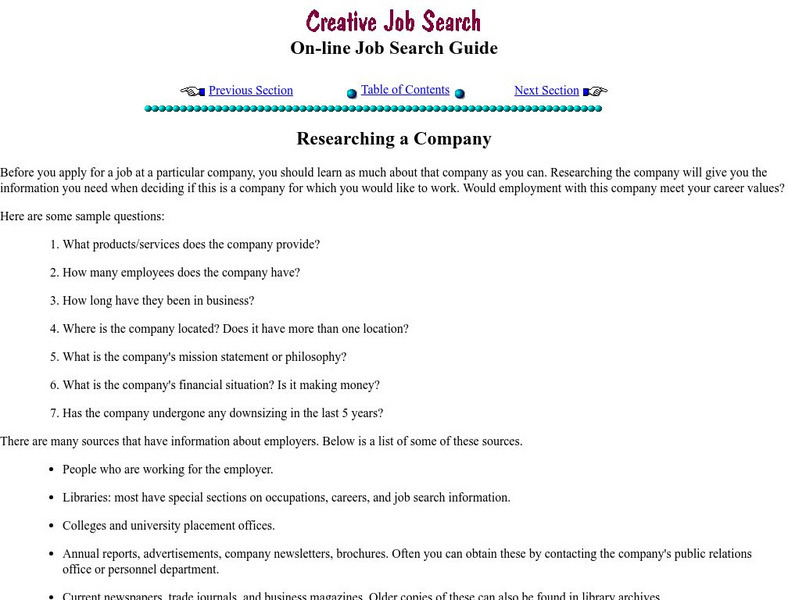 Amby: Researching a Company Handout Amby: Researching a Company Handout