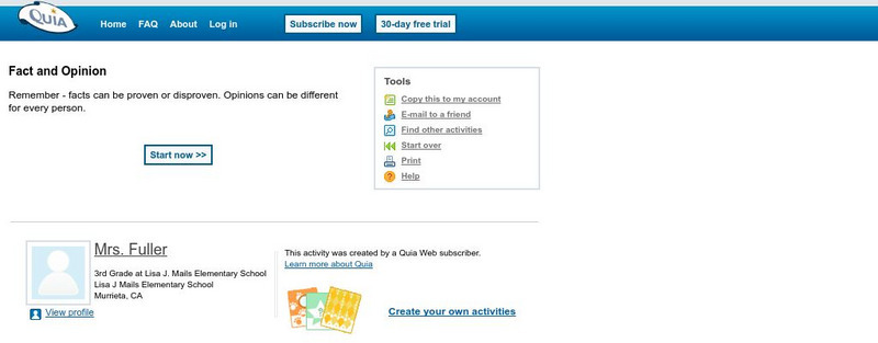 Quia: Fact and Opinion Unknown Type Quia: Fact and Opinion Unknown Type
