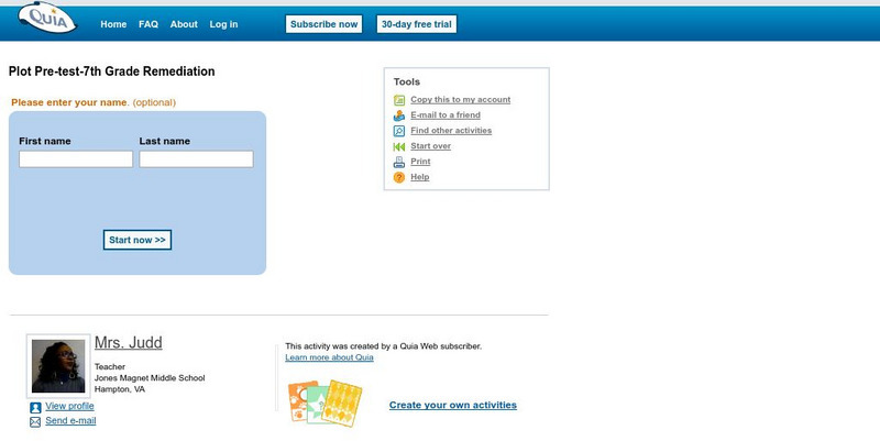 Quia: Plot Pre Test 7th Grade Remediation Unknown Type Quia: Plot Pre Test 7th Grade Remediation Unknown Type