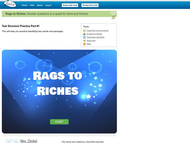 Quia: Text Structure Practice Part #1 Interactive