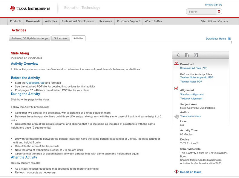 Texas Instruments: Slide Along Activity Texas Instruments: Slide Along Activity